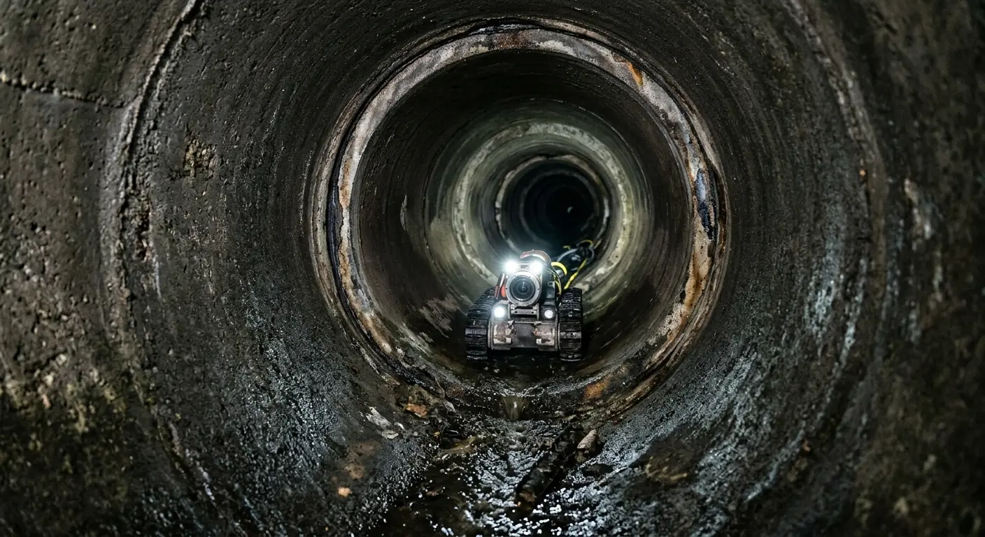 Robotic sewer camera inspecting pipe interior for Sewer Line Cleaning in Bothell West